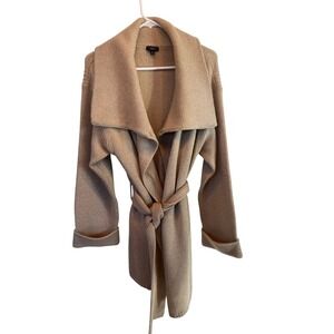 Talbots Womens Beige Knit Shawl Collar Open Front Cardigan Sweater XL Gold